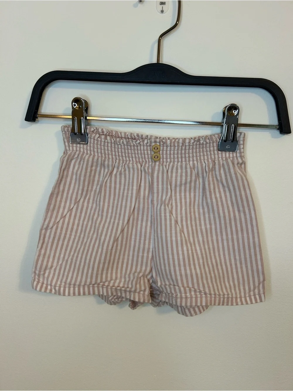 H&M Baby Cotton Gauze Shorts, Set of 2 - Pink Stripe & Brown, Size 12 Months